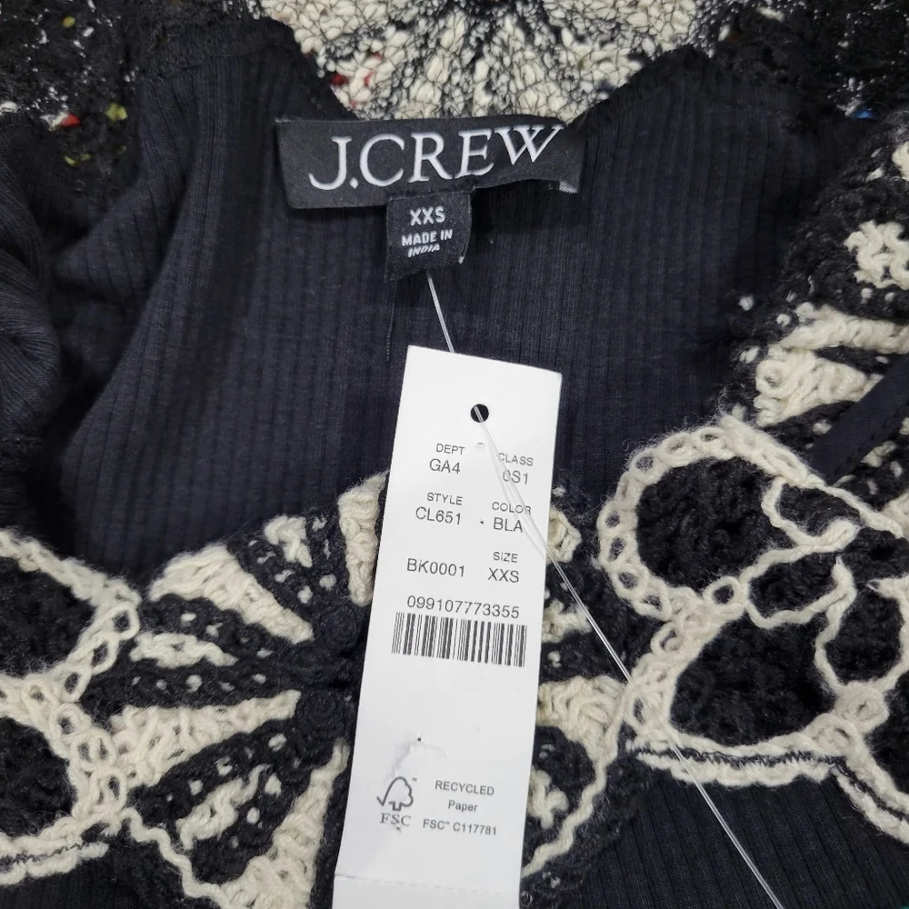 New J. Crew Black and White Crochet Mixy Dress XXS  CL651 - Picture 10 of 10